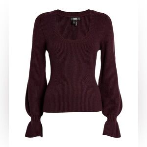 PAIGE Virtue Rib Wool Blend Sweater in Black Cherry